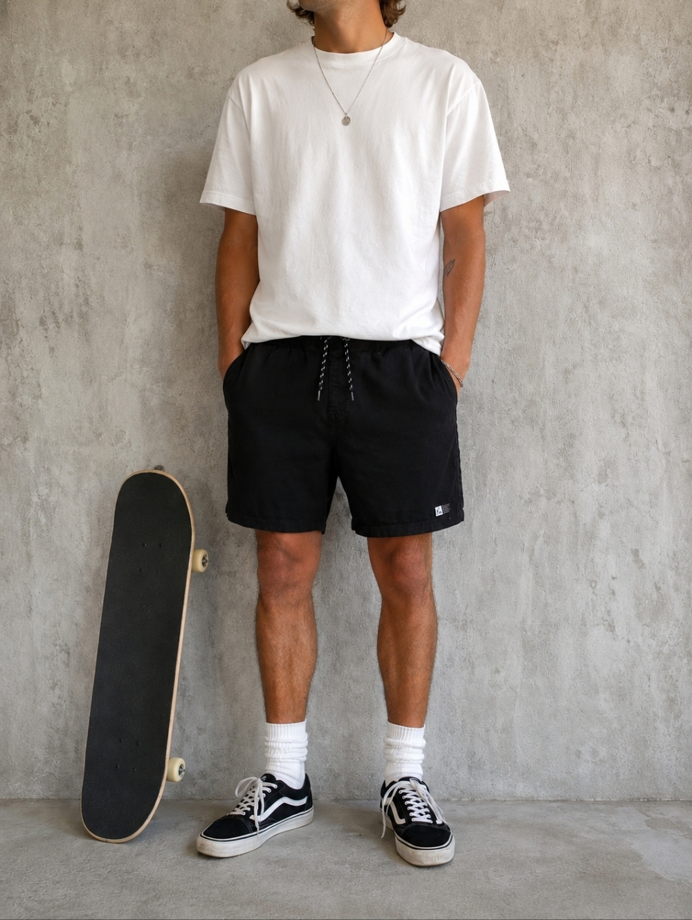 Lira Black Drawstring Chino Shorts Mens Medium Casual Streetwear Skate